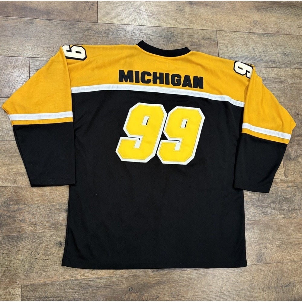 Vintage 90s Michigan Stitched Hockey‎ Jersey XXL Black Yellow Big Land